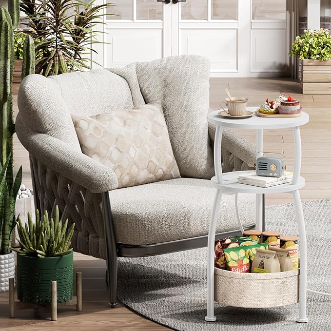 Round Side Table, 3-Tier End Table