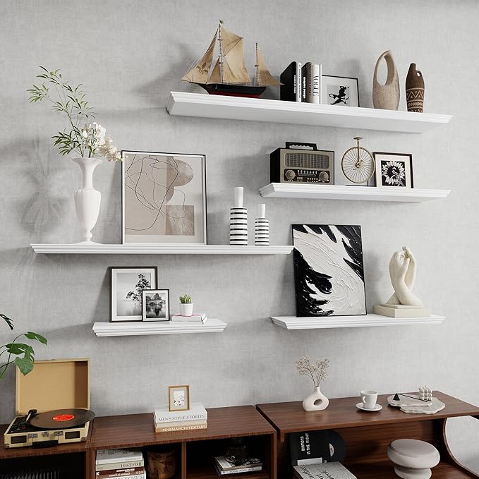 Fun Memories Floating Shelves 24 Inch Long, 9.3 Inch Deep Classic Crown Molding