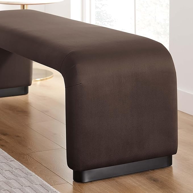 Modway EEI-6734-BLK-CHB Koda Performance Velvet Waterfall Long Bench