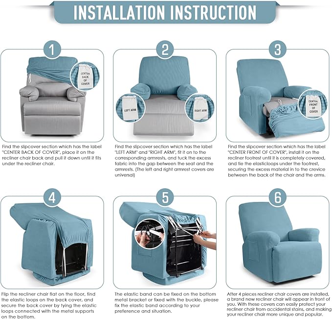 TAOCOCO Oversized Recliner Chair Covers, 1 Seater Streach Recliner Covers Soft