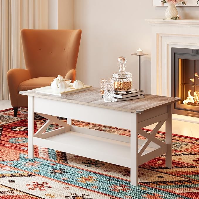 Lift Top Coffee Table with Storage, Small Coffee Table with Hidden Compartment