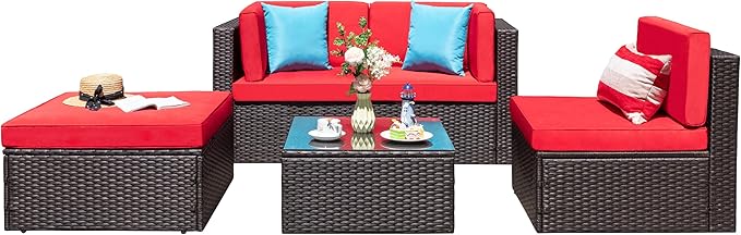 Vongrasig 5 Pieces Small Patio Furniture Sets, All-Weather Outdoor Sectional