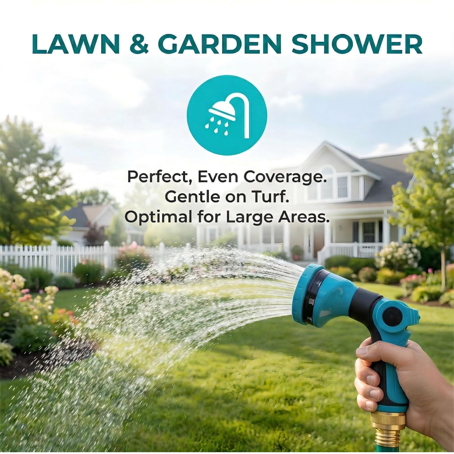 FXFOUCS Garden Hose Nozzle Sprayer-This High Heavy-Duty Spray Nozzle Offer 10 Watering Patterns for Watering Plants,Lawns &Gardens,Washing Cars,Household Cleaning and Showering Pets (Blue-dark)