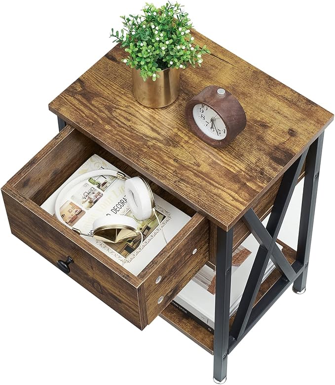 VECELO Nightstands Set of 2, Modern Bedside End Tables, Night Stands