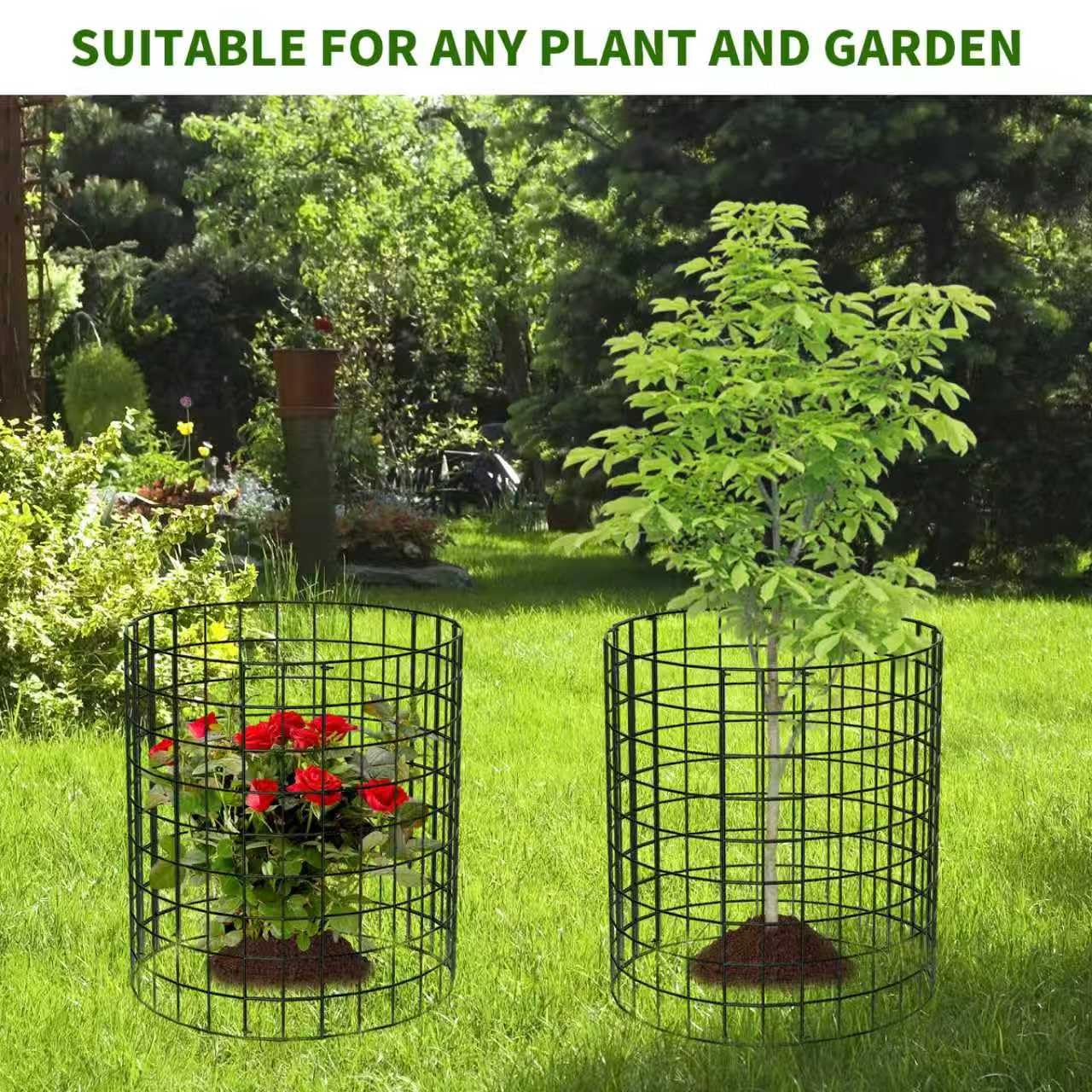 8 Packs Round Plant Protector from Animals,Metal Wire Mesh Garden Plant Cages for Outdoor Gardening Supplies, Garden Protection Rabbits Chickens Ducks for Vegetables, Flowers, Shrubs (16'' x 12'')