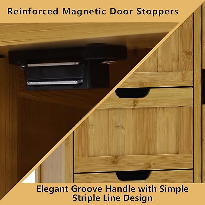 Yardenaler Bamboo Bathroom Storage Cabinet