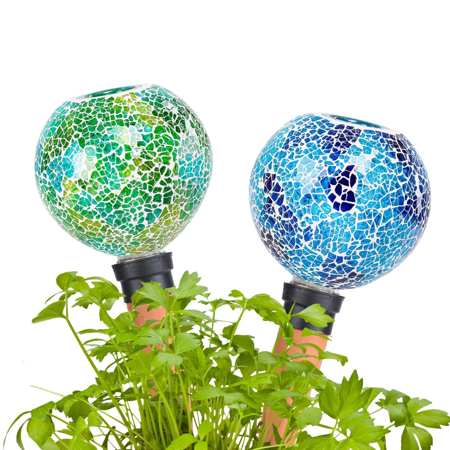 Chonsun Terracotta Watering Spikes Mosaic Plant Watering Globes for Outdoor Plants 2 Pack Automatic Plant Waterer Indoor for Pots Garden Office