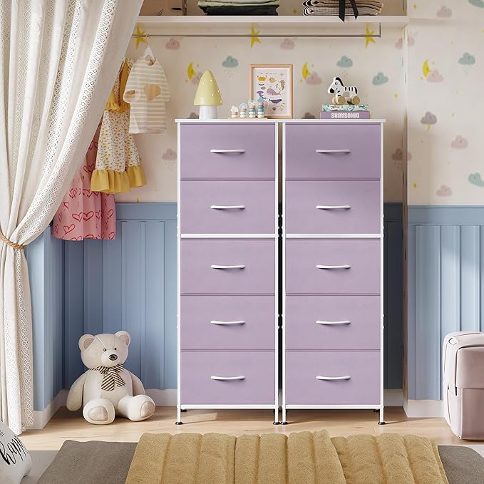 WLIVE Fabric Dresser, 5-Drawer Tall Dressers