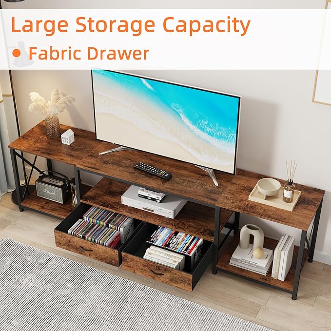 GYIIYUO TV Stand with Fabric Drawers