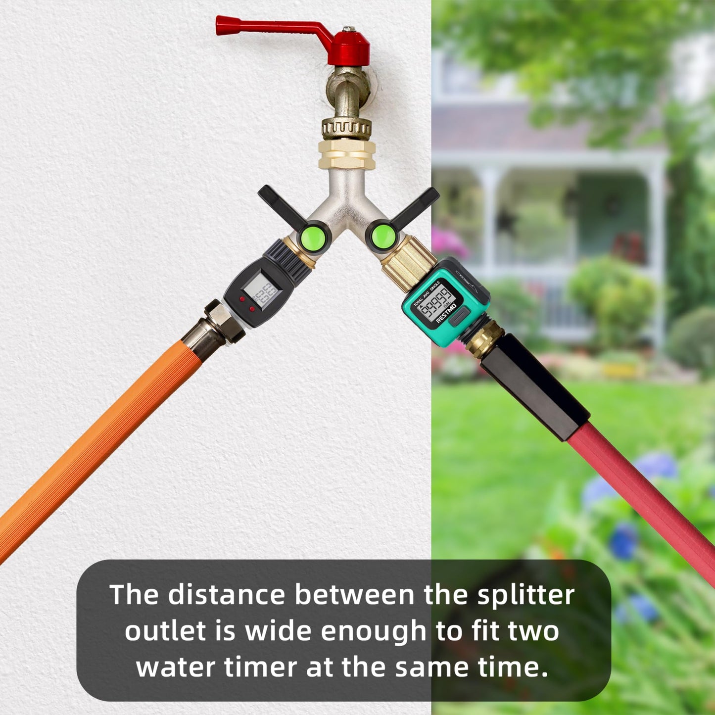 DINGBAI Hose Splitter,Garden Hose Splitter 2 Way,Y Adapter for Water Hose, Faucet Splitter, 2 Way Heavy Duty Brass Splitter,Outdoor Faucet Splitter,with Long Handle.