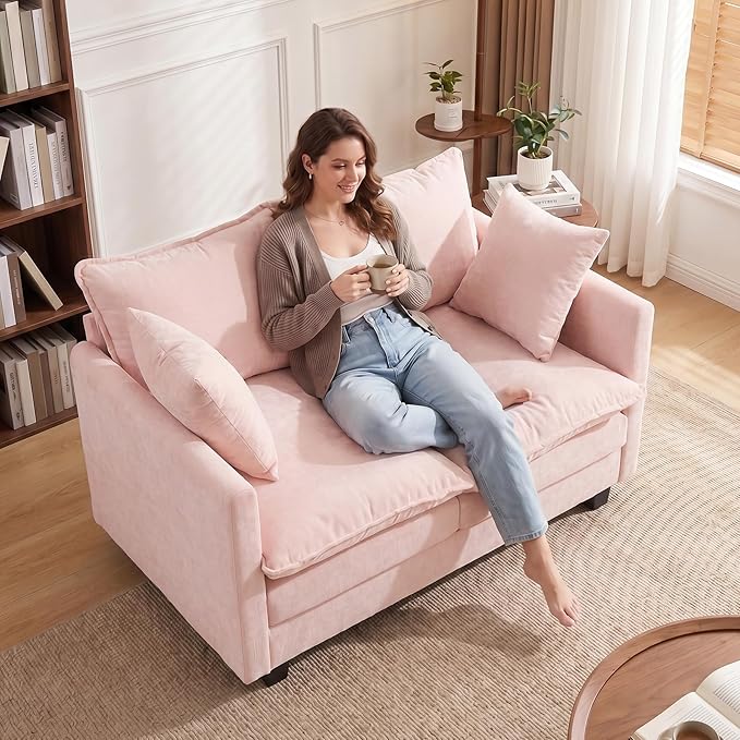 Loveseat Sofa Cloud Sofa Couch 50'', Modern Loveseats 2 Seat Couch 27" Deep Seat