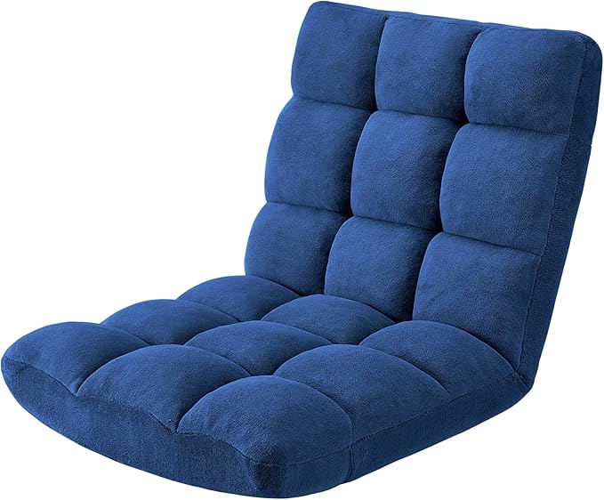 Folding Floor Gaming Chair 14-Poistion Cushioned Adjustable Floor Lazy Sofa