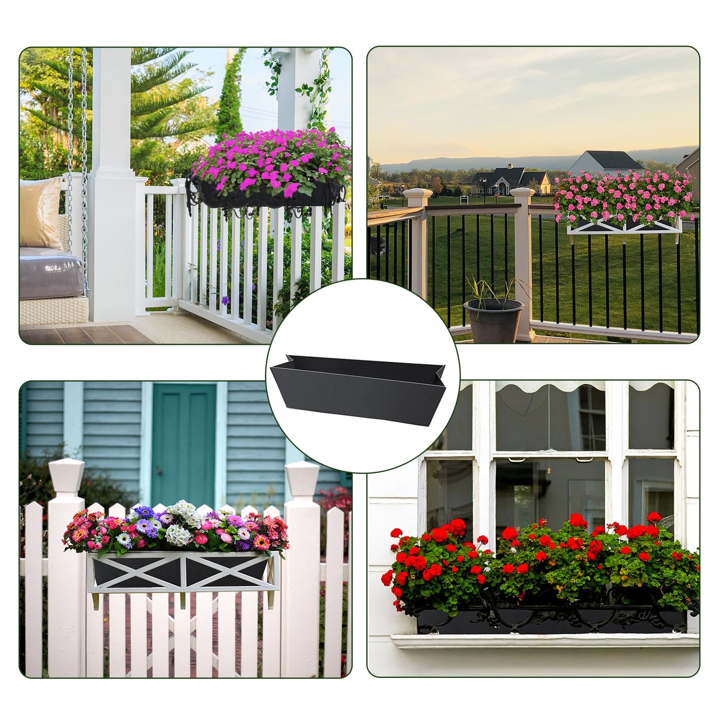 4PCS 30Inch Rectangle Window Box Liner Felt Planter Basket Liner Insert Black Plant Container Liners Non Woven Fabric Liner for Garden Fence Wall Railing Hanging Flower Pot - Avoid Bird Nesting