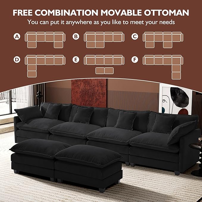 Ihanherry U-Shaped Modern Sofa 146" Modular Sectional Cloud Couch