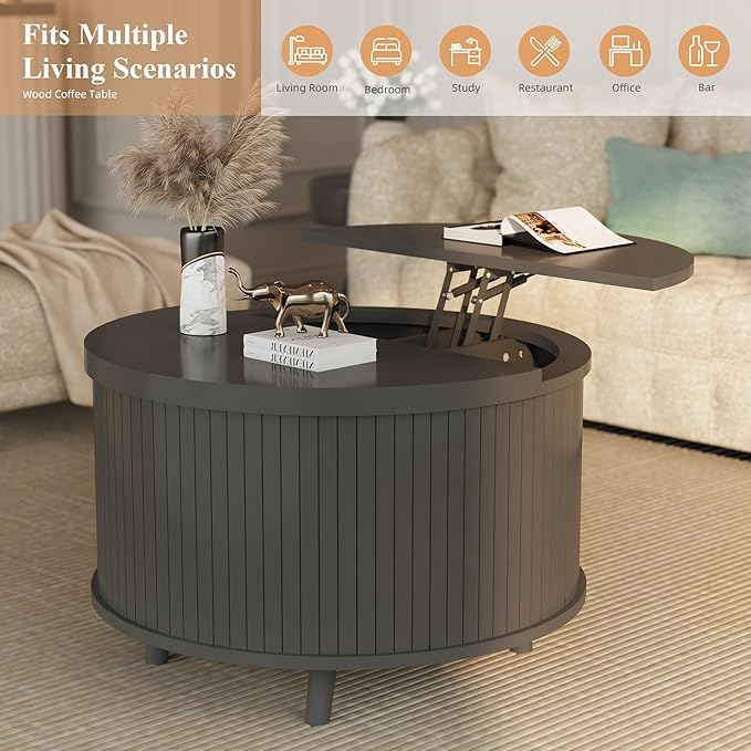 Easyego Lift Top Coffee Table for Small Spaces, 31.5" Mid-Century Modern Wooden
