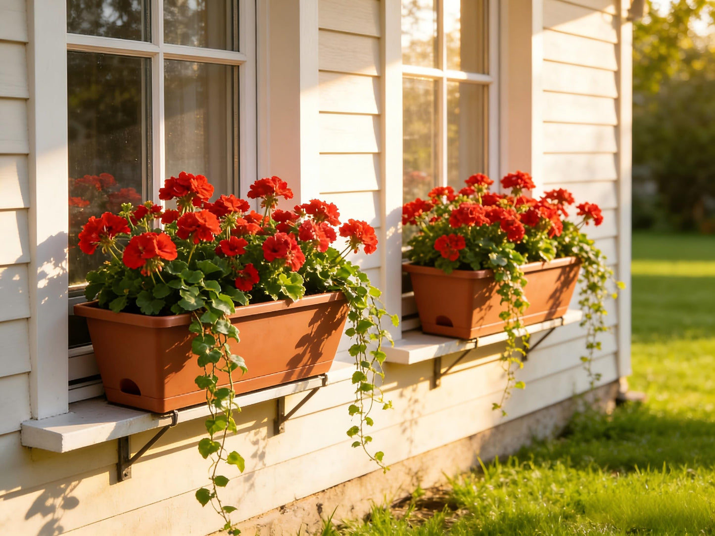 Planter Boxes for Domestic Gardening 8 Pcs, 17 Inch Long Window Sill Planter Box Outdoor, Plastic Rectangular Window Rectangle Window Boxes Planters with Drainage Holes and Trays for Windowsill