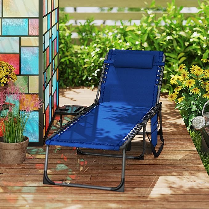 Outsunny Folding Chaise Lounge Chair Outdoor Tanning Chair