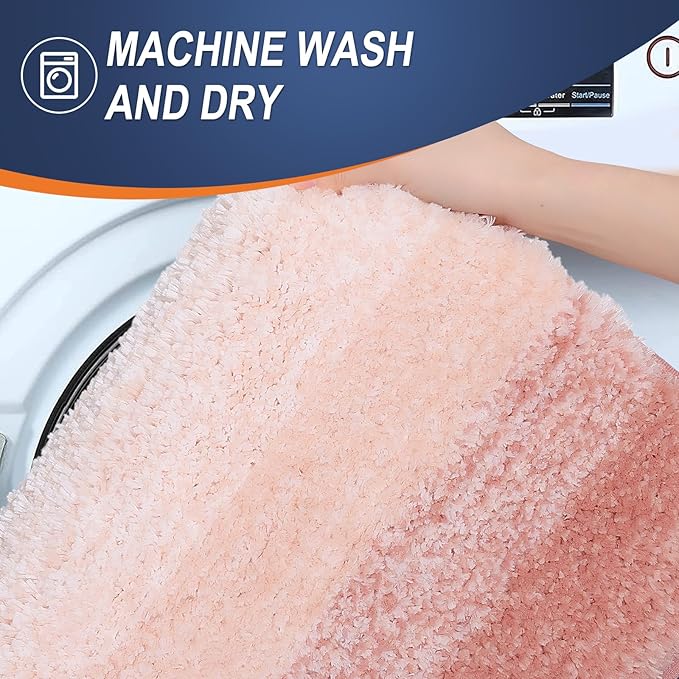 OLANLY Large Bathroom Rugs Mat 40x24, Extra Soft Absorbent Microfiber Bath Rugs, Rubber Backing, Quick Dry, Machine Washable Bath Mats for Bathroom Floor, Tub and Shower, Home Decor Accessories, Peach