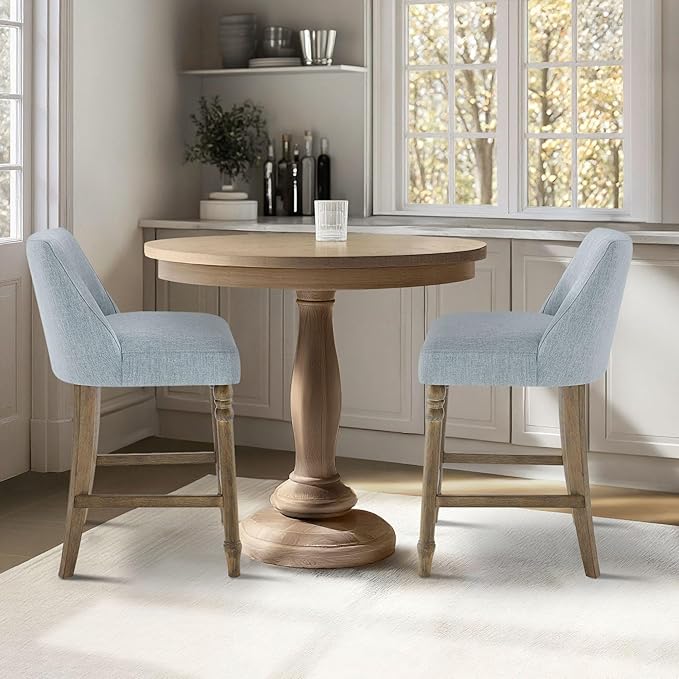 Martha Stewart Delaney Upholstered Mid-Century Modern Counter Stool