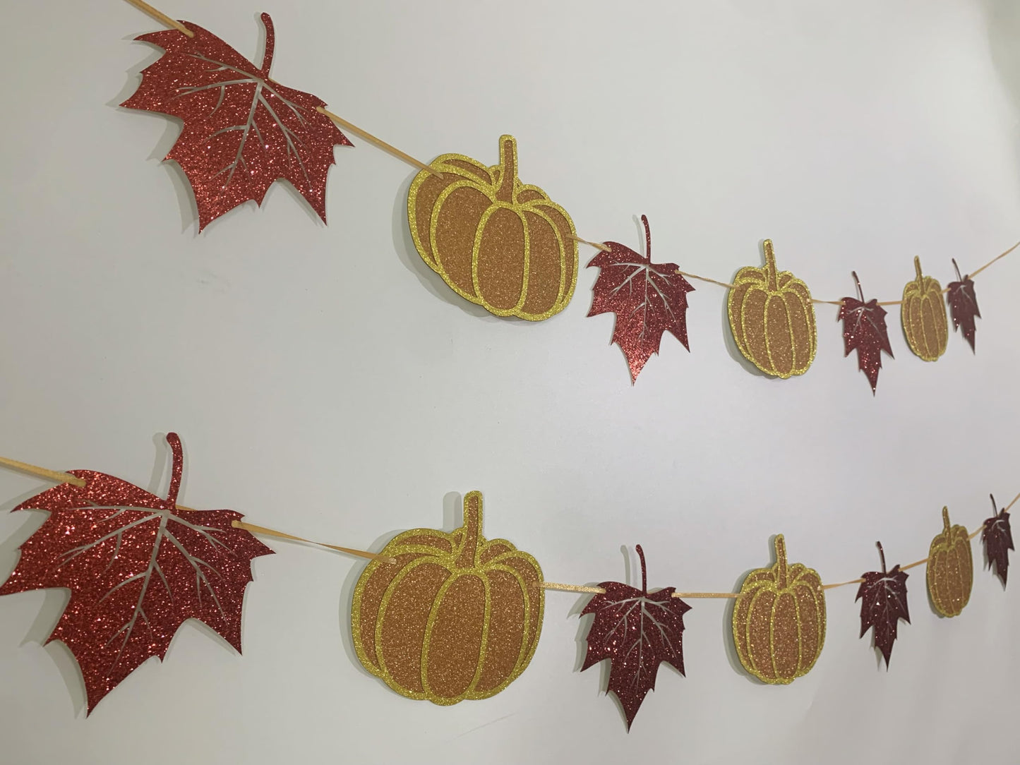 Tinbax Fall Decorations Home Thanksgiving decor - Pumpkin and Maple Leaves Sign Fall Autumn Harvest Garland Hanging Bunting Banner(Pre-Strung)