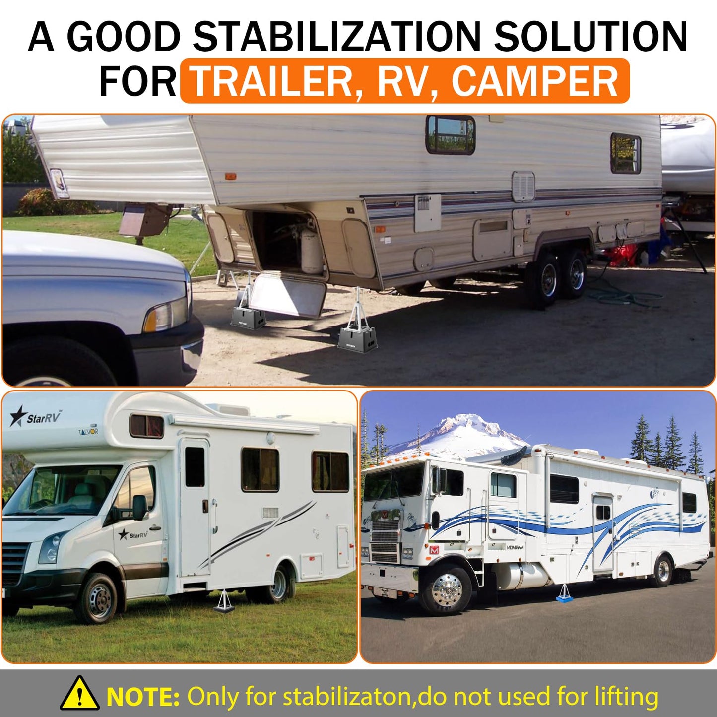 BOYISEN RV Stabilizer Jacks Set of 4,Aluminum Screw Jack Stands Adjustable from 11-17 Inch, Single Stabilizer Jacks for Travel Trailer Support up to 7500 Lbs