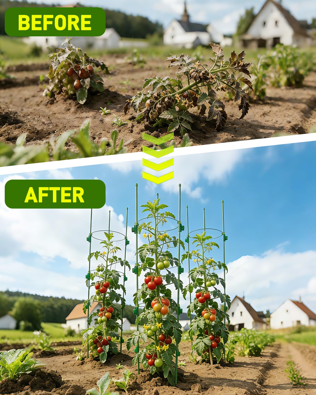 4 Pack 35.4" Tall Tomato Cages for Pots and Containers, Adjustable Tomato Plant Support with Sliding Clips, Plastic-Coated Metal Tomato Trellis Cage for Patio, Raised Bed & Garden Vegetables