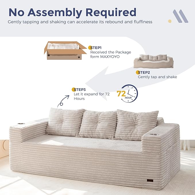 MAXYOYO 79" Oversized Boneless Loveseat Sofa Couch