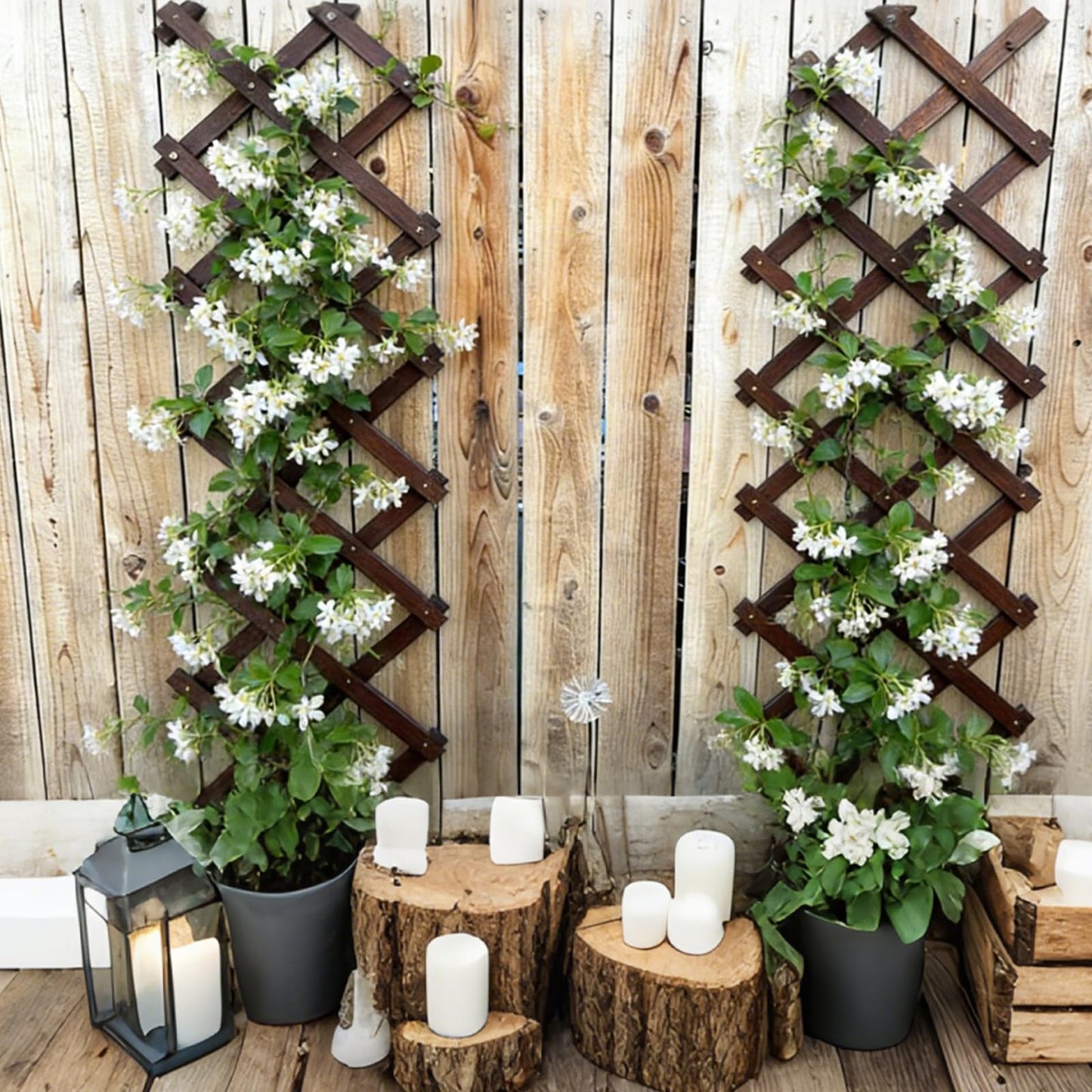 Expandable Garden Trellis, 13" x 68" Thickened Wooden Lattice Trellis for Climbing Plants Outdoor Ivy Vine Rose Clematis for Garden Fence Wall Patio Room Decor (1)