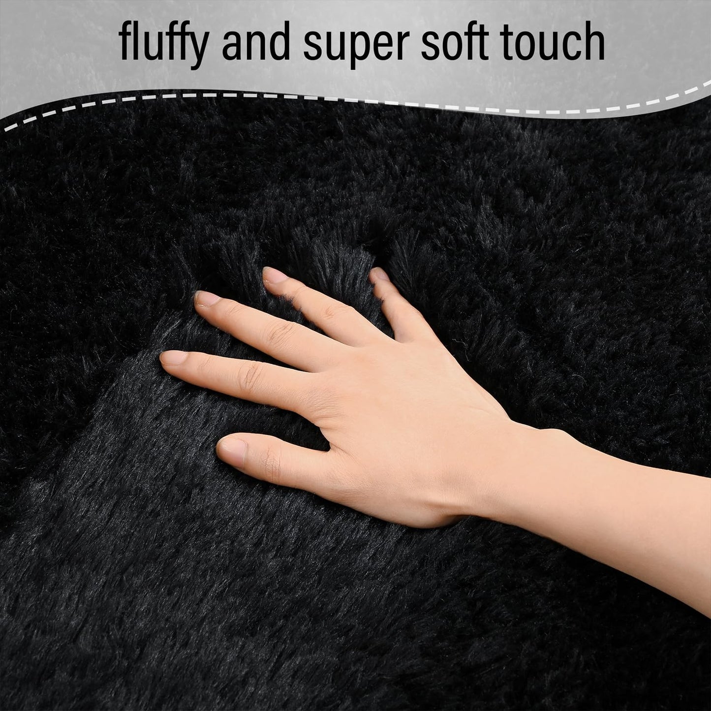 BENRON Fluffy Rugs for Living Room 5x8 Black, Washable Large Area Rugs for Bedroom Dining Table Office Kids Nursery Room, Washable Indoor Floor Carpets