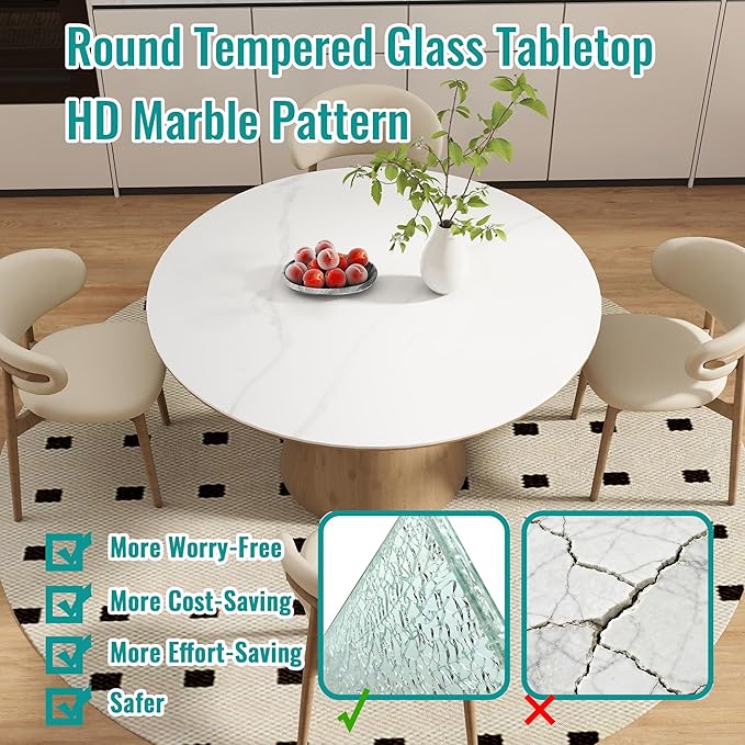 32 Inch Round Tempered Glass Coffee Table Top