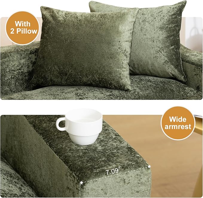 61" Convertible Sofa Bed Loveseat, Memory Foam Boneless Floor Couch