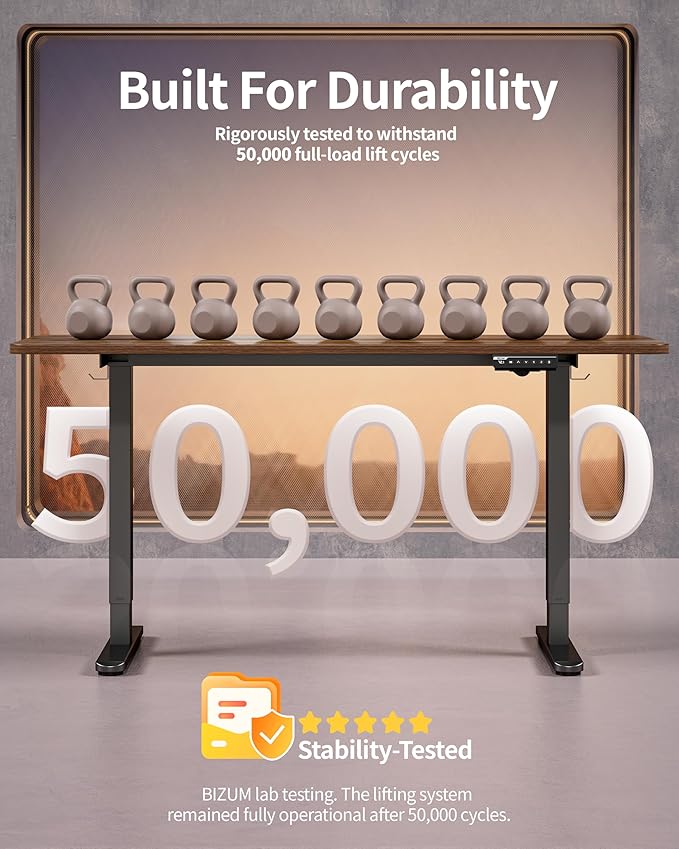 BIZUM Electric Standing Desk 60 x 24 Inch Computer Desk-Gaming Desk Dark Walnut