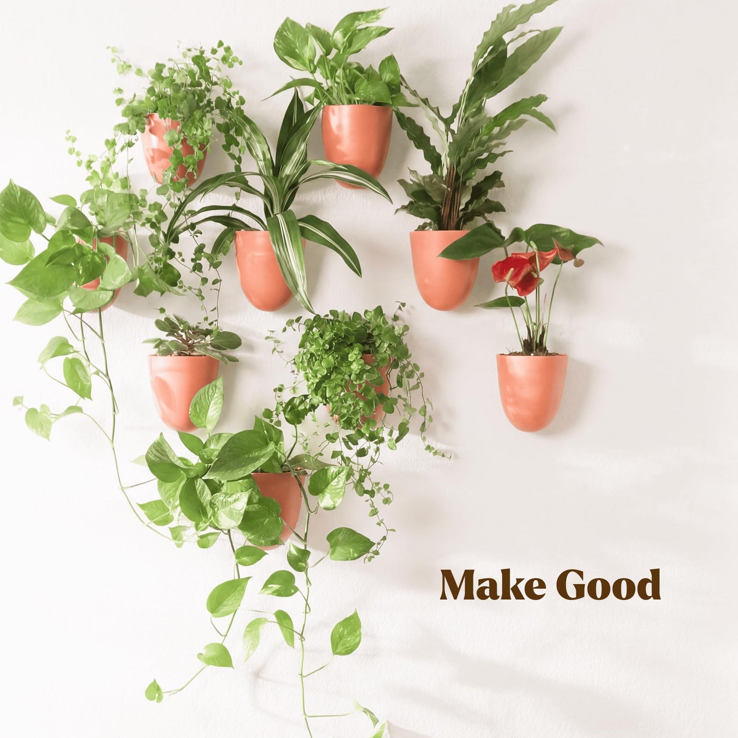 Make Good PlantPod Luxe - Self-Watering Wall Planters (Set of 6, Terracotta) - Easy to Water and Install - Lightweight - Design Your Own Vertical Garden - Wall Planters for Indoor Plants