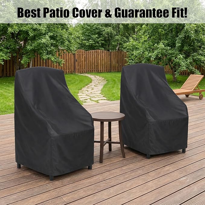 Stackable Patio Chair Covers Waterproof 2 Pack 210D Lawn Patio Outdoor Chairs