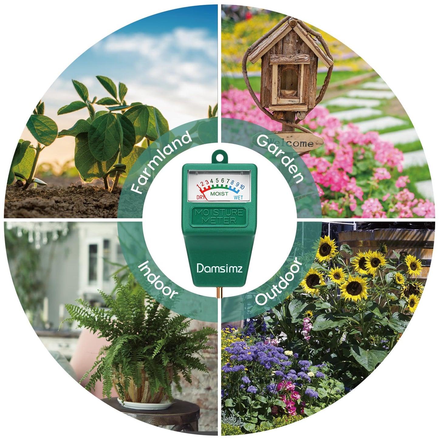 Damsimz 2 Packs Soil Moisture Meter for House Plants, Plant Water Meter, Plant Moisture Meter Soil Tester, Hydrometer for Plants Care, Gardening, Indoor and Outdoor Plants, No Battery Needed