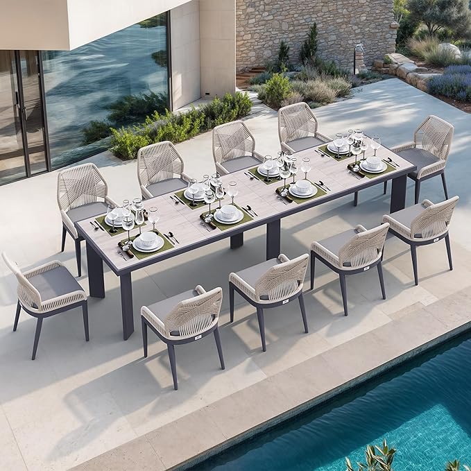 PURPLE LEAF Patio Dining Chair Set 2 Pieces Aluminum Modern Furniture Seating