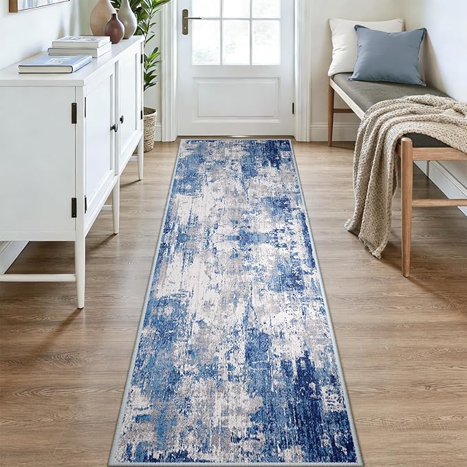 RELEANY Washable Area Rugs 3x12 Non-Slip Modern Abstract Soft