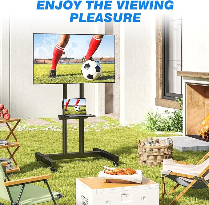 Rfiver Mobile TV Cart Rolling TV Stand