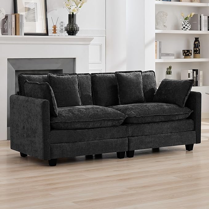 76'' Cloud Deep Seat Loveseat, Upholstered Chenille Modular 2-Seats Sectional