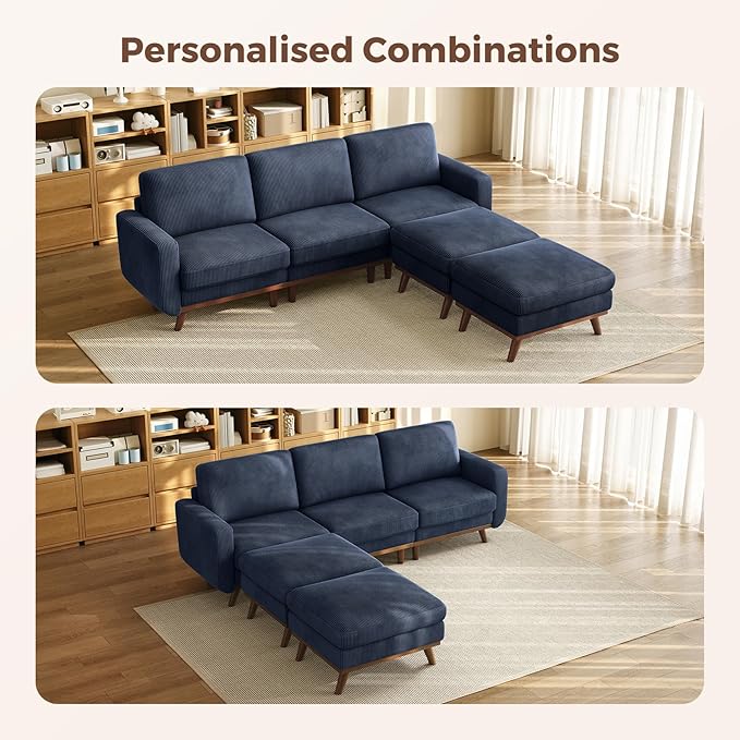 Vesgantti 97" Modular Sectional Sofa Dark Blue, U-Shaped Couch