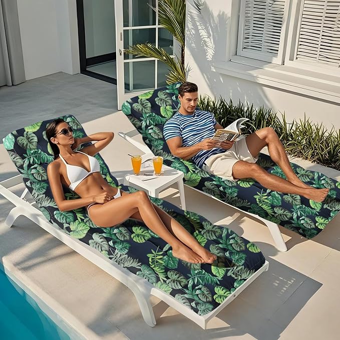 EverPine Outdoor Chaise Lounge Chair Cushion 74.4 x 22.8 x 4.7 Inche, Patio