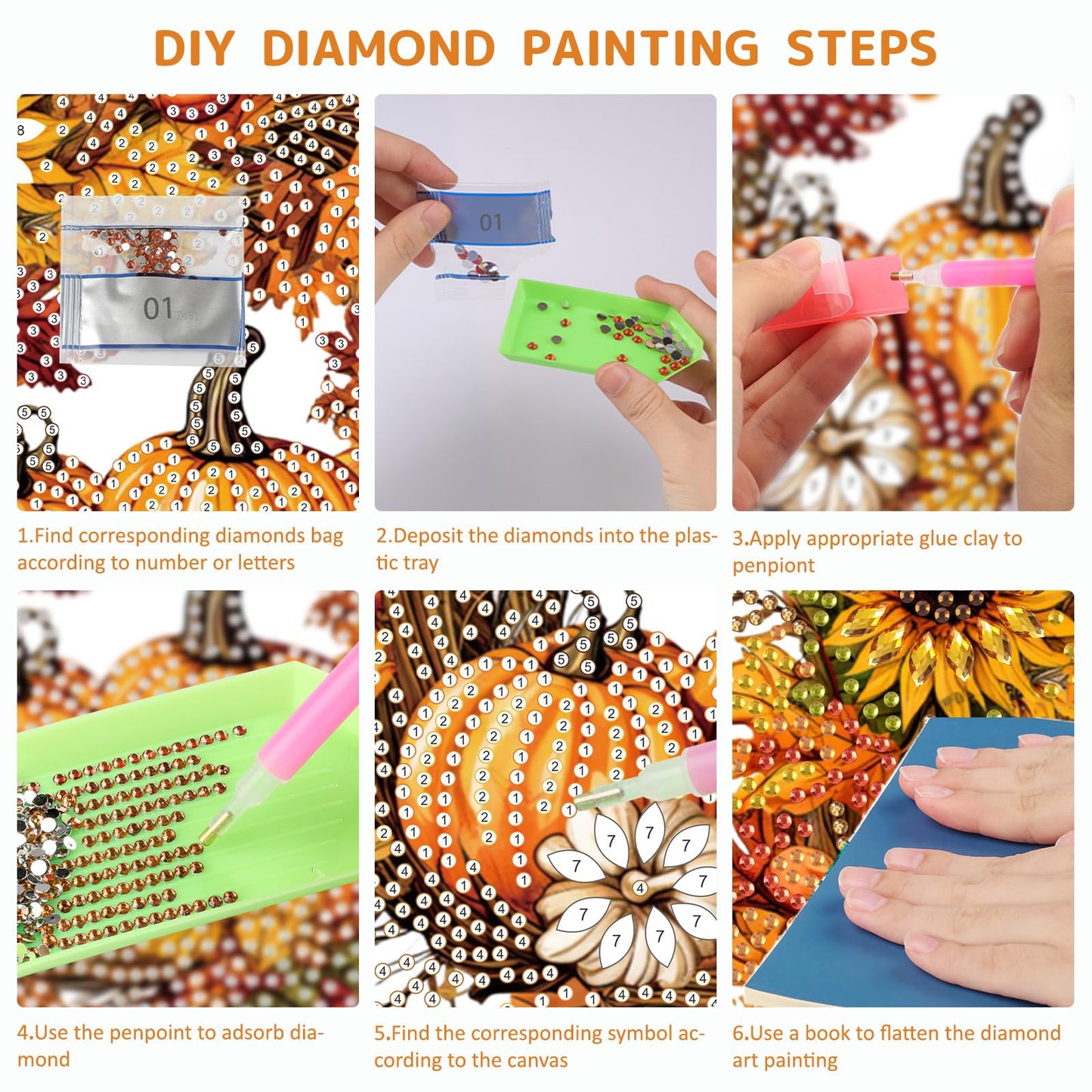 SENQAO Halloween Diamond Art Hanging Kits for Adults Beginners, DIY Acrylic 5D Special Shaped Crystal Diamond Gem Art Painting Hanging Ornament for Home Wall Decor and Gift(Fall Pumpkin Wreath)