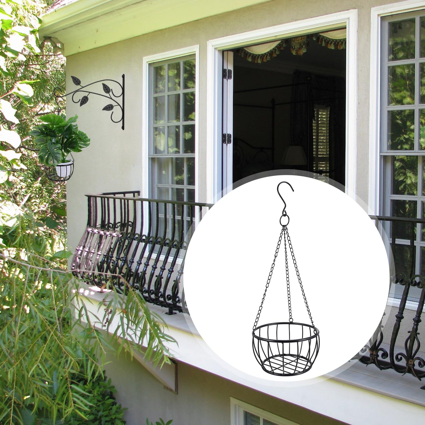 GANAZONO Hanging Planter Holder Wrought Iron Hanging Pot Pots for Outdoor Plants Baskets for Plants Outdoor Pots Indoor Vase Wall Pot