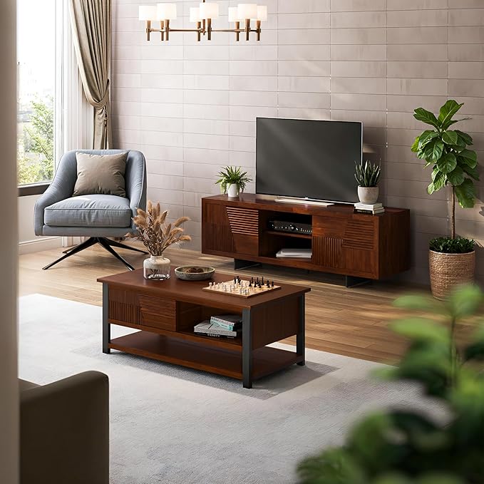 Bme Trapeze Coffee Table for Living Room – Modern Wooden Center Table