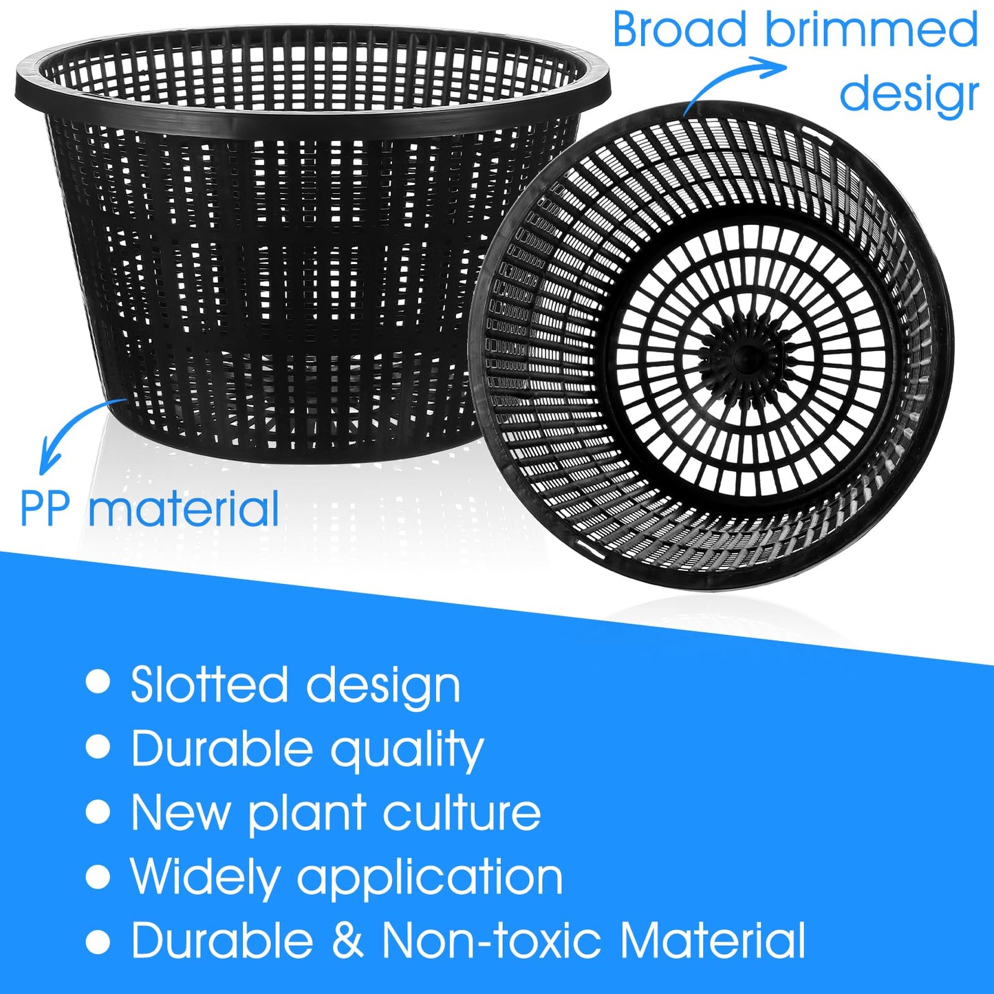 mekueeex 6 Pcs Hydroponic Baskets Aquatic Black Plastic Garden Mesh Net Pot Hydroponic Pots Slotted Pond Basket Aquarium Plant Pots for Lily Hydroponic Nursery Grow Planting Supplies
