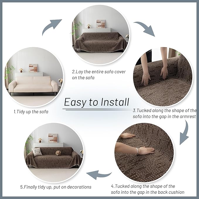 MYSKY HOME Couch Covers for 2 Cushion Couch Sectional Sofa, L Shape Sofa