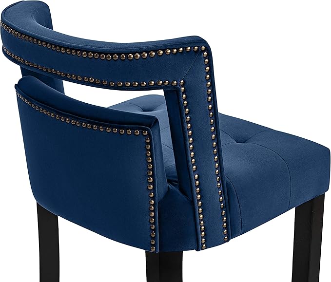 Tov Furniture Hart Tufted Seat Upholstered Velvet Bar Stool