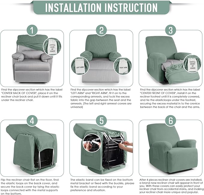 TAOCOCO Oversized Recliner Chair Covers, 1 Seater Streach Recliner Covers Soft