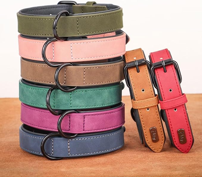 Didog Soft Padded PU Leather Dog Collar, Breathable and Adjustable Dog Collar for Large Dogs, Comfortable for Daily Walk, Light Brown, XL Fit Neck 18-22"(45-71 lbs)