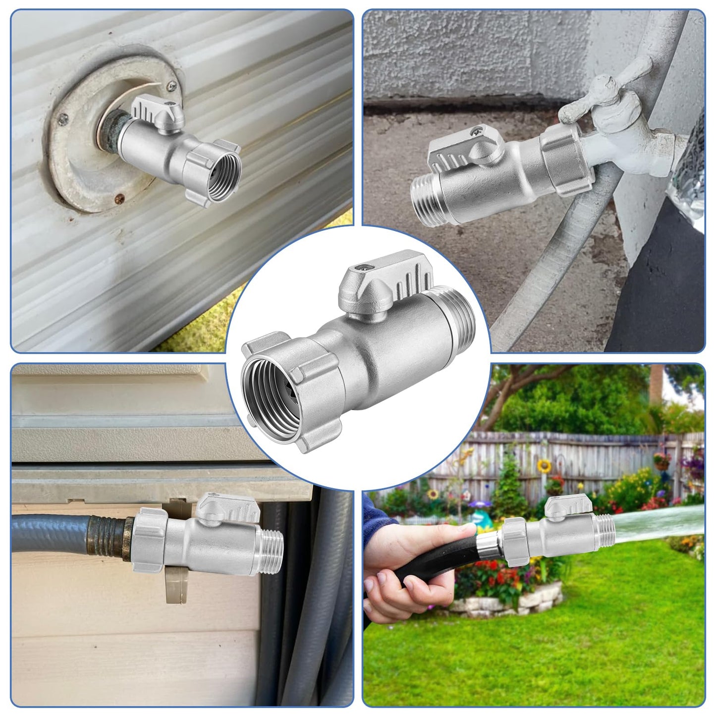 Garden Hose Shut Off Valve, 3/4” GHT Heavy Duty Water Flow Control Valve, Easy Turn Large Knob Hose Connector, Leak-Proof Outdoor Hose Shutoff for Garden Watering & Hose Nozzle